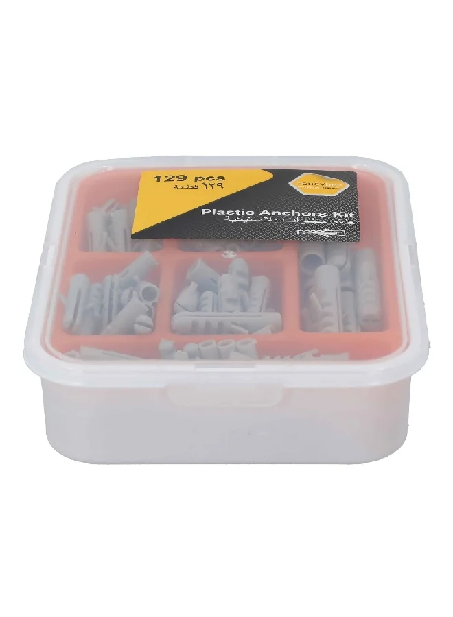 HoneyBee 129-Piece Plastic Anchor Kit Grey 20.8 x 4.3 x 14.1 cm AS6980-006